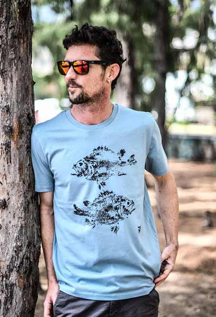 Tee-Shirt Poisson Soldat - Sérigraphie artisanale - Saint-Leu île de la Réunion - Coton 100% Biologique - Équitable - Bouftang Art