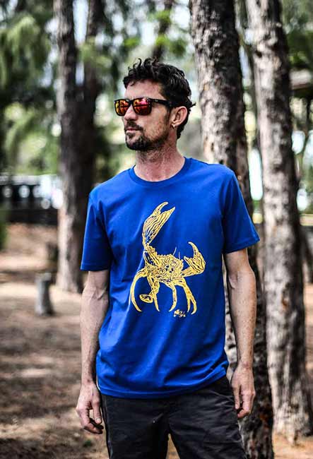 Tee-Shirt Krab - Sérigraphie artisanale - Saint-Leu île de la Réunion - Coton 100% Biologique - Équitable - Bouftang Art