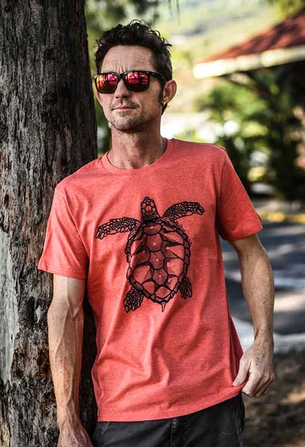 Tee-shirt Tortue - Sérigraphie artisanale - Saint-Leu île de la Réunion - Coton 100% Biologique - Équitable - Dessin original Bouftang