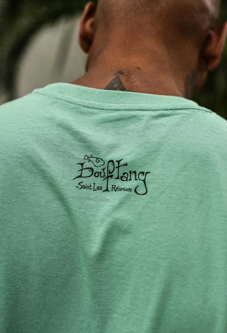Tee-shirt Aztek - Sérigraphie artisanale - Saint-Leu île de la Réunion - Coton 100% Biologique - Équitable - Dessin original Bouftang