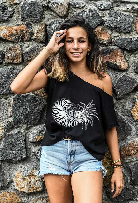 Tee-shirt Nautilus - Sérigraphie artisanale - Saint-Leu île de la Réunion 974 - Coton 100% Biologique - Équitable - Dessin by Bouftang