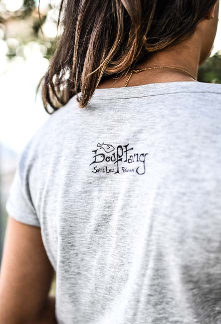 Queue de Baleine - T-shirt - Sérigraphie artisanale - Saint-Leu île de la Réunion 974 - Coton 100% Biologique - Équitable - Dessin Bouftang