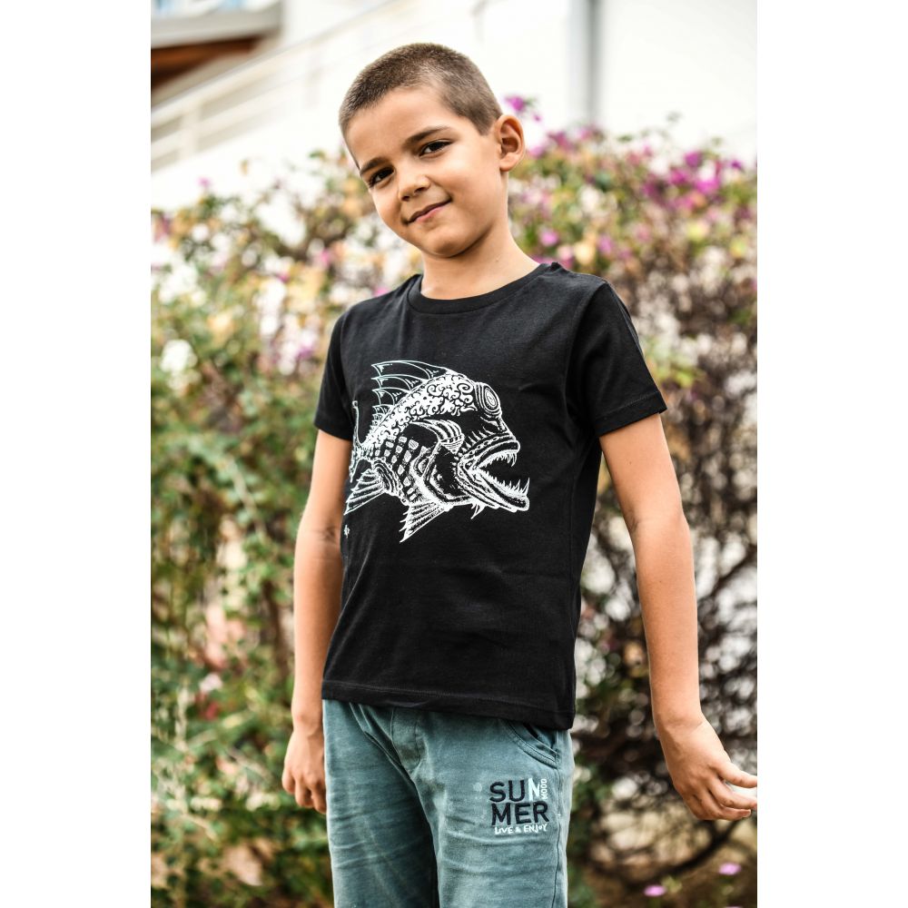 TEE-SHIRT MINI CREATOR BLACK / WHITE / POISSON MECHANT
