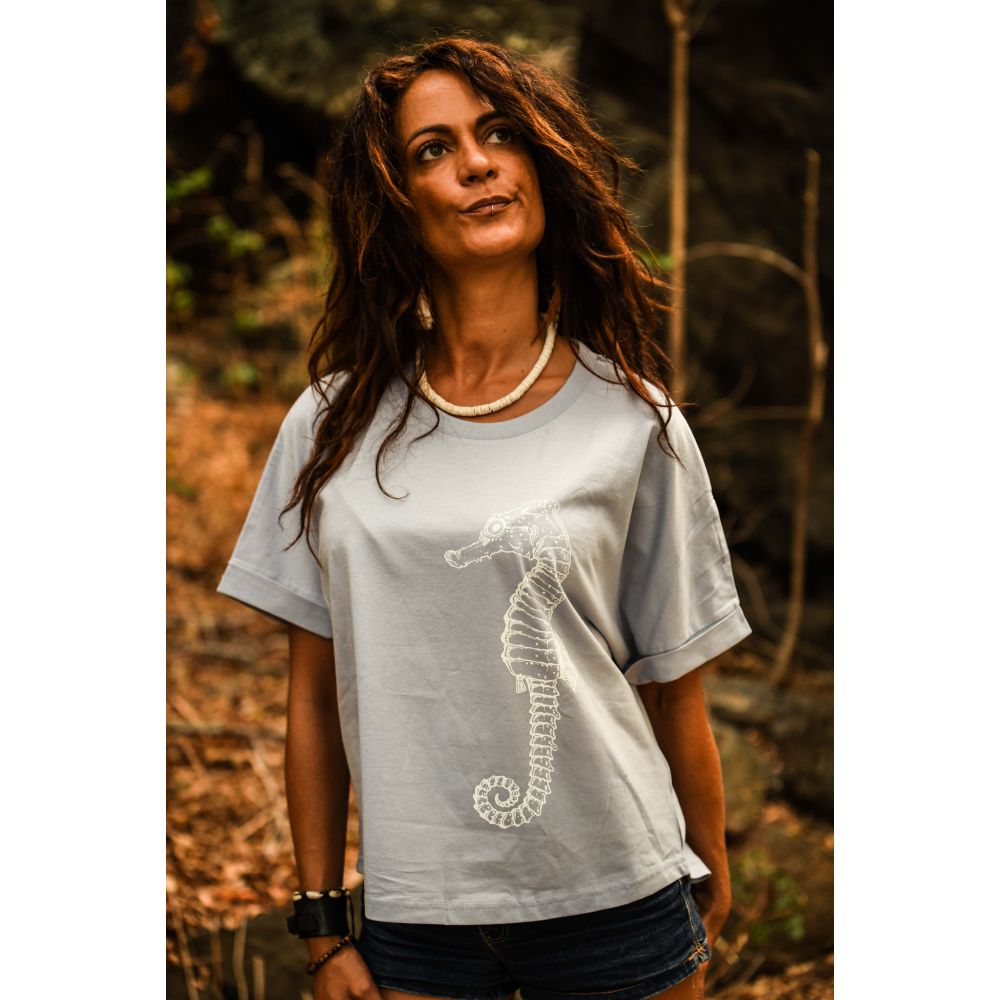 TEE-SHIRT COLLIDER / SERENE BLUE / WHITE / HIPPOCAMPE