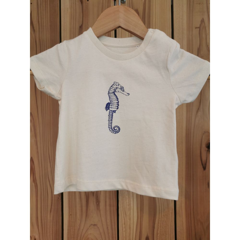 TEE-SHIRT BABY CREATOR / NATURAL RAW / FRENCH NAVY / HIPPOCAMPE