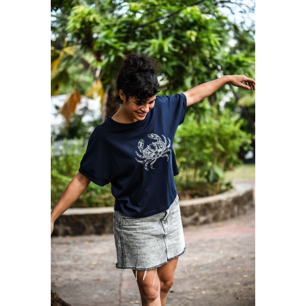 TEE-SHIRT COLLIDER / FRENCH NAVY / ARGENT / CRABE