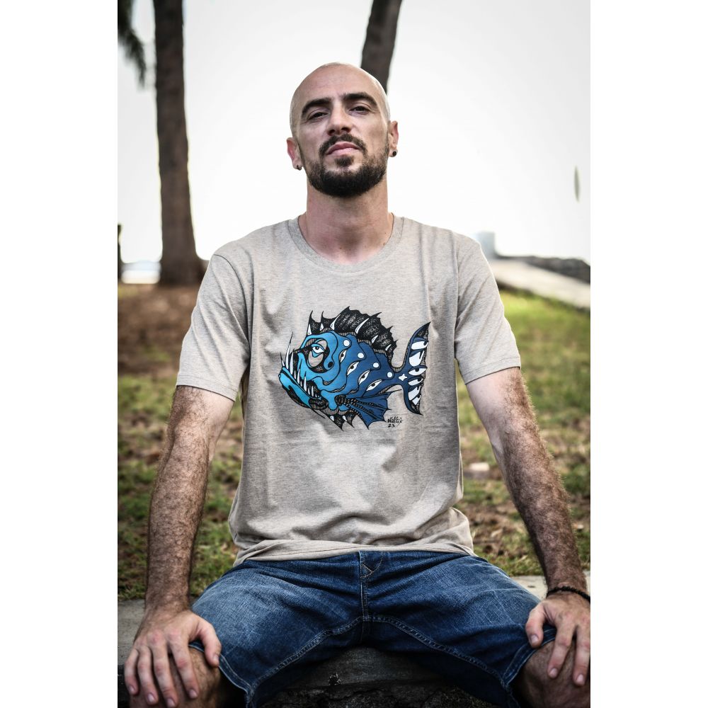 TEE-SHIRT CREATOR / HEATHER SAND / DEGRADE 3 COULEURS / POISSON ZIEU