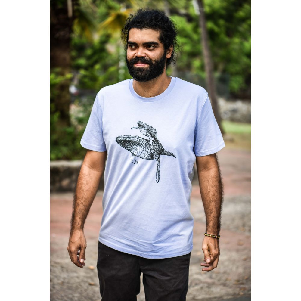 TEE-SHIRT CREATOR / SERENE BLUE / BLACK / BALEINE 2