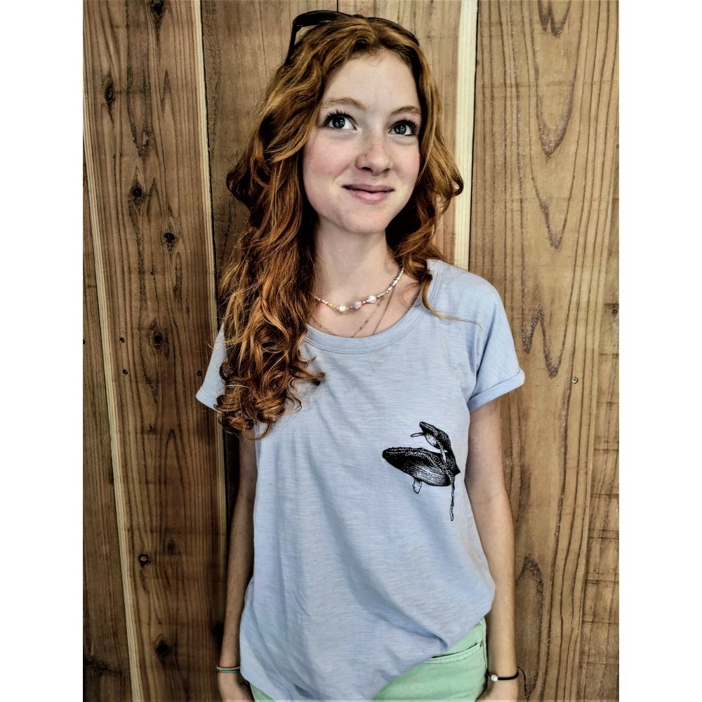 TEE-SHIRT ROUNDER SLUB / LAVANDER / BLACK / BALEINE 2