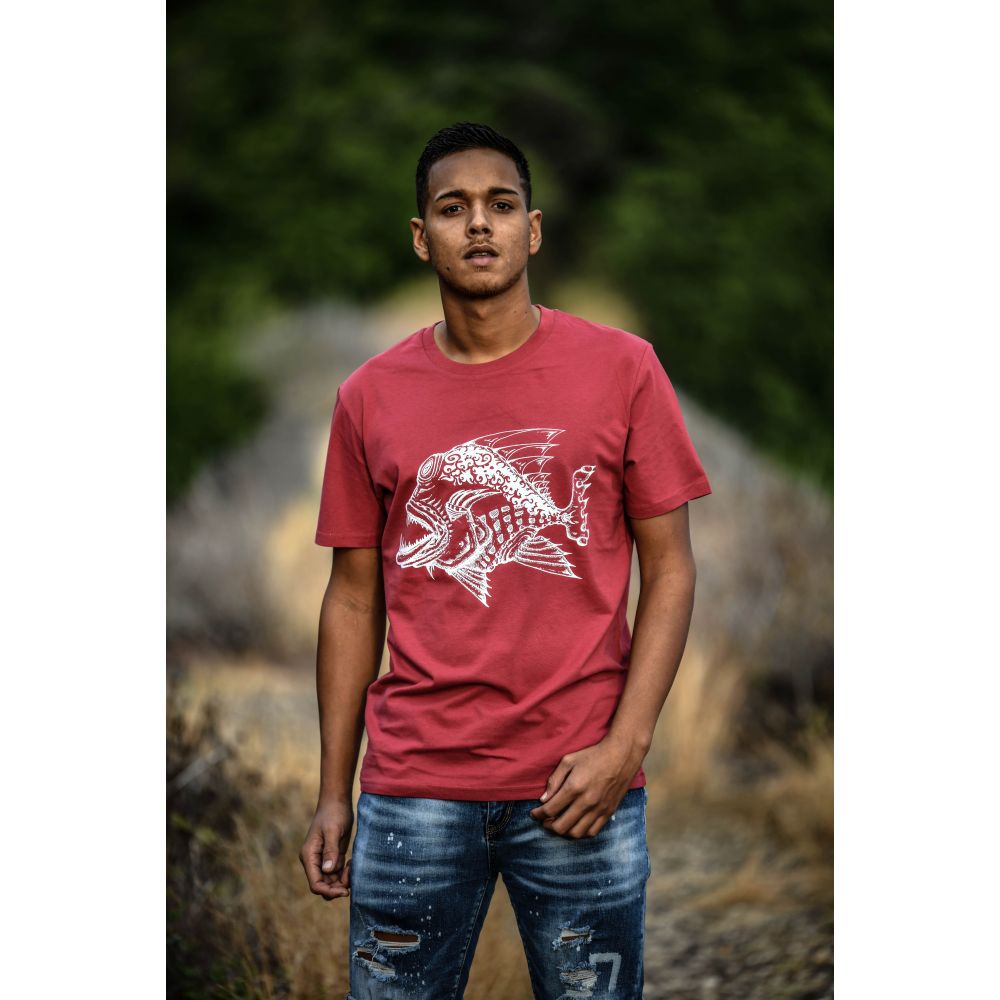 TEE-SHIRT CREATOR / RED EARTH / WHITE / POISSON MECHANT