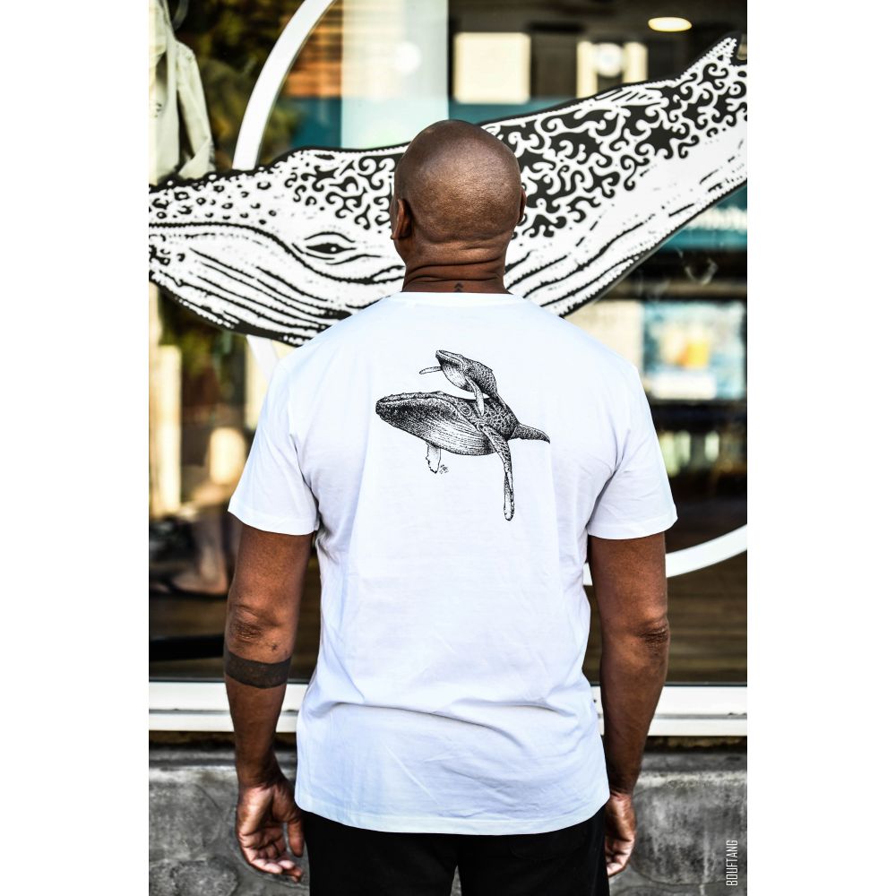 TEE-SHIRT / PRESENTER COL V / WHITE / BLACK / BALEINE 2
