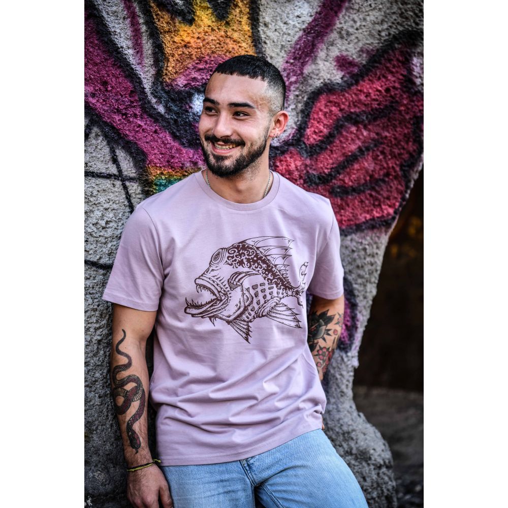 TEE-SHIRT / CREATOR / LILAC PETAL / BRUN / POISSON MECHANT