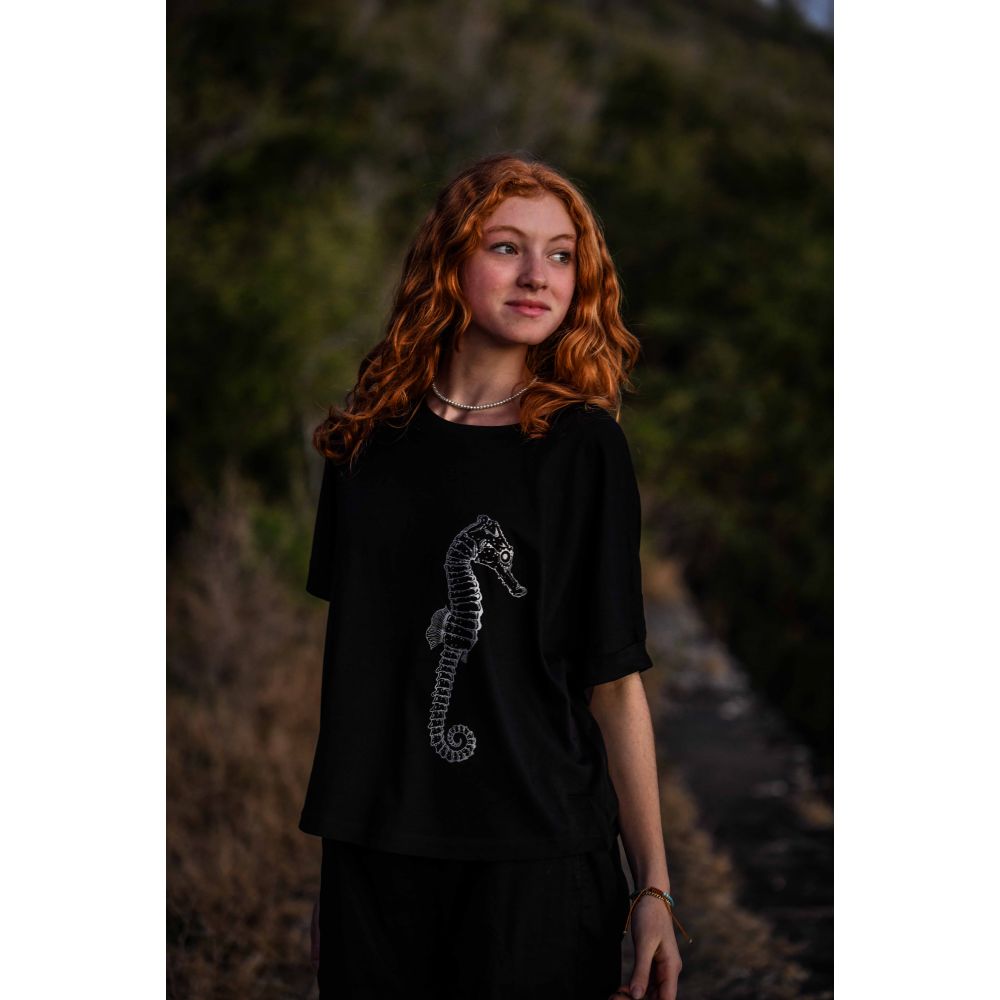 TEE-SHIRT / COLLIDER / BLACK / ARGENT / HIPPOCAMPE