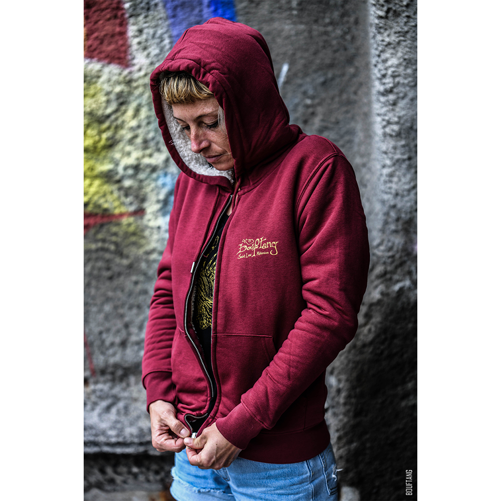 SWEAT ZIP / HYGGER SHERPA / BURGUNDY / OCHRE / RAIE MANTA – Image 2