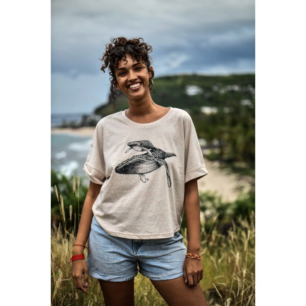 TEE-SHIRT COLLIDER / HEATHER RAINBOW / BLACK / BALEINE 2