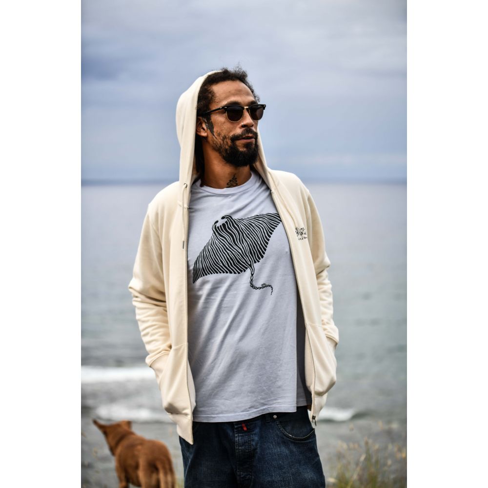 TEE-SHIRT / CREATOR VINTAGE / GARMENT DYED AGED SERENE BLUE / BLACK / RAIE MANTA