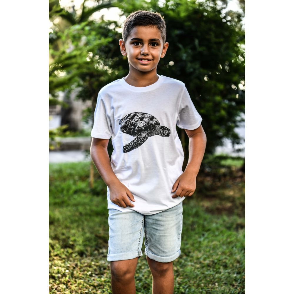 TEE-SHIRT / MINI CREATOR / WHITE / NOIR / TORTUE VERTE