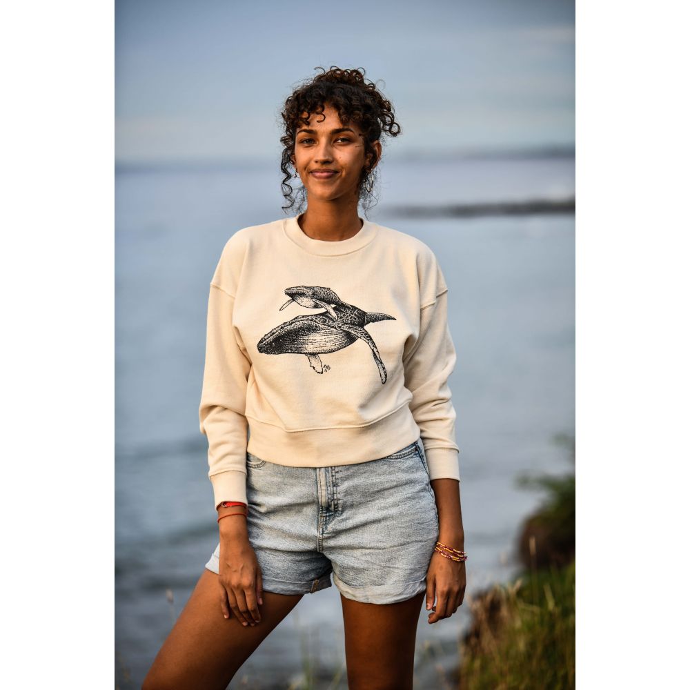 SWEAT / CROPSTER WAVE TERRY / NATURAL RAW / BLACK / BALEINE 2