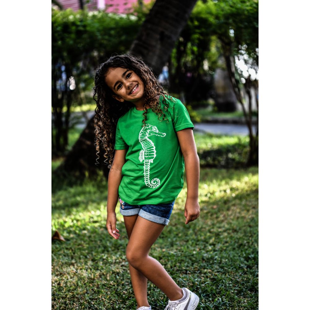 TEE-SHIRT / MINI CREATOR / FRESH GREEN / WHITE / HIPPOCAMPE