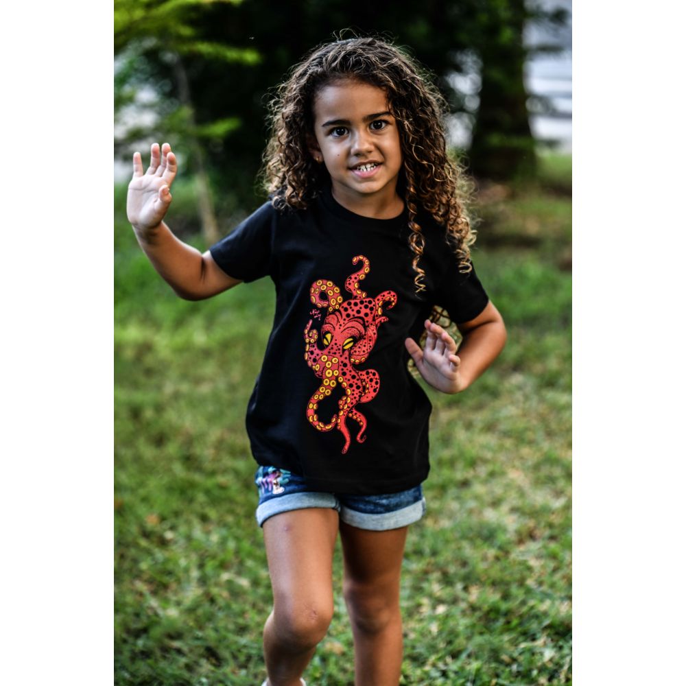 TEE-SHIRT / MINI CREATOR / BLACK / DEGRADE + JAUNE / POULPY