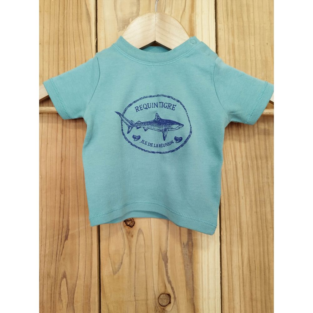 TEE-SHIRT / BABY T / SAGE GREEN / REQUIN TIGRE