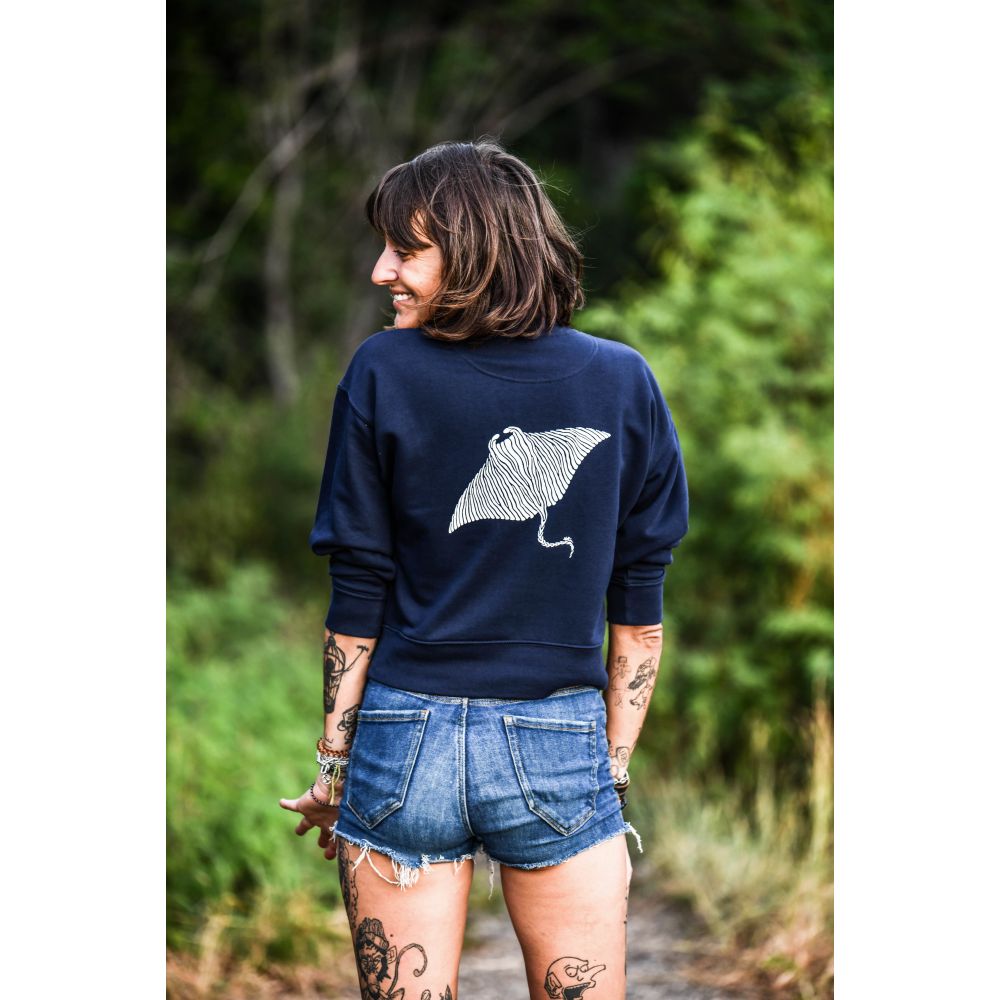 SWEAT / CROPSTER WAVE TERRY / FRENCH NAVY / WHITE / MANTA