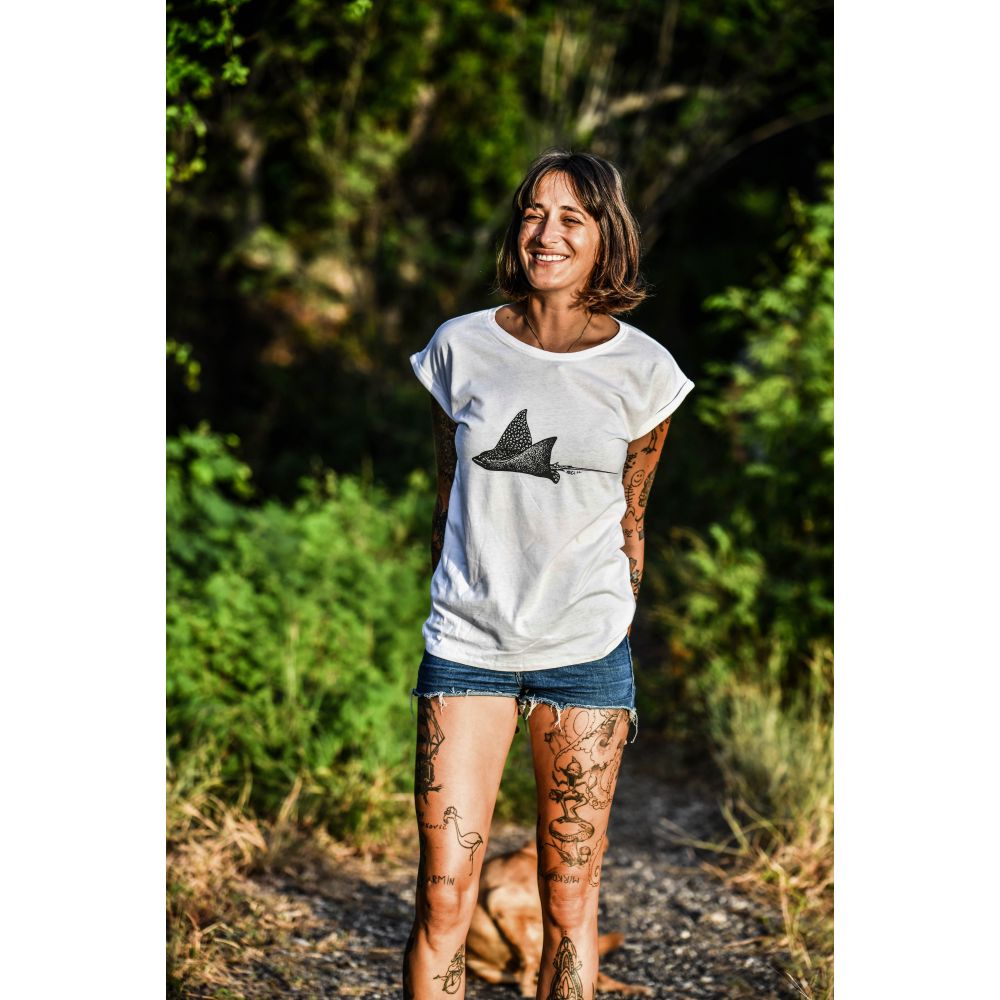 TEE-SHIRT / LADIES / WHITE / BLACK / RAIE