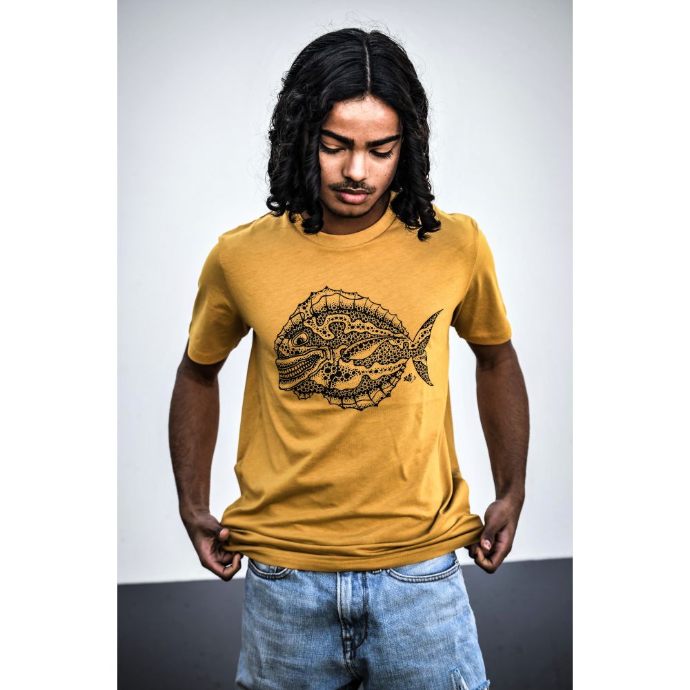 TEE-SHIRT CREATOR / OCHRE / BLACK / POISSON BULLE
