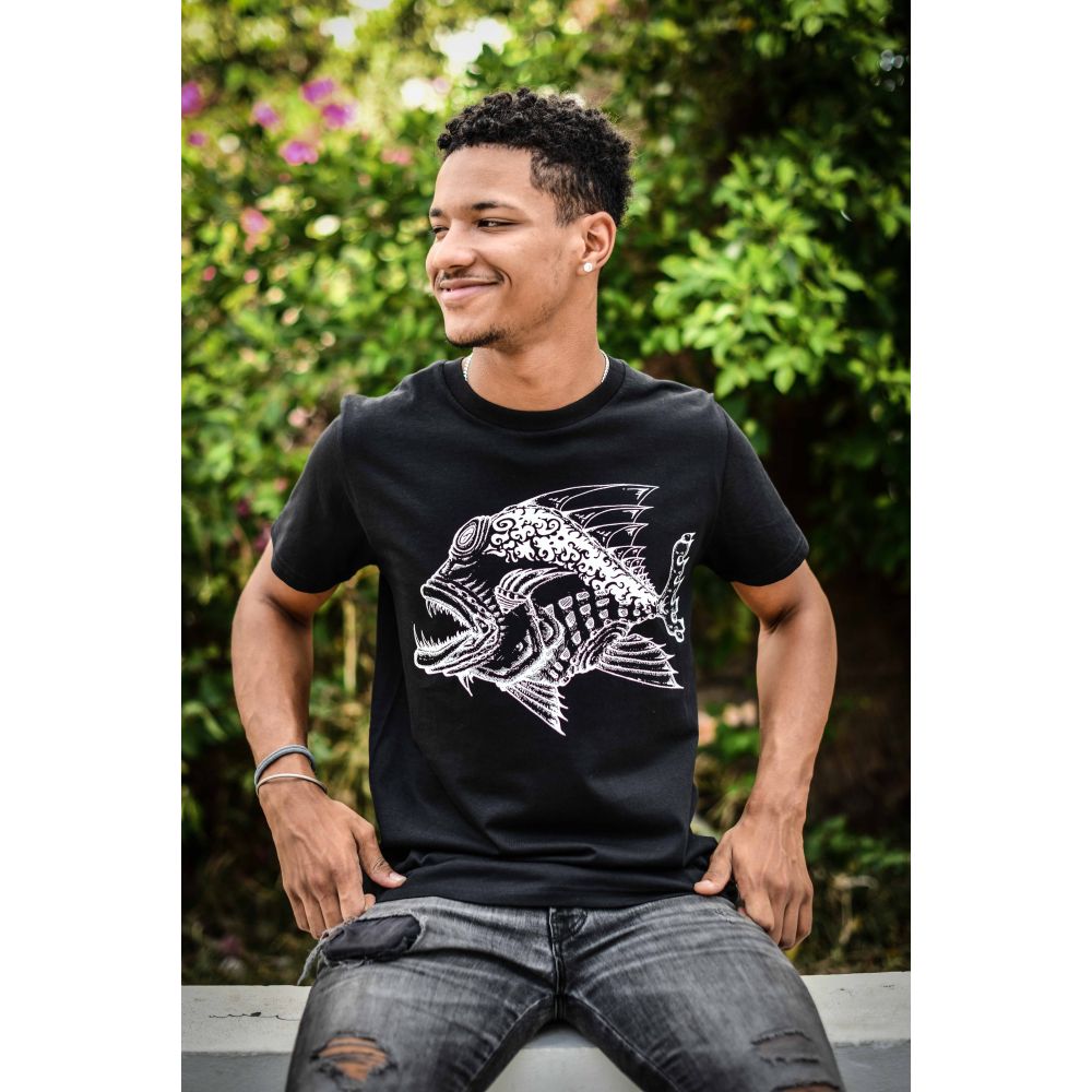 TEE-SHIRT CREATOR / BLACK / WHITE / POISSON MECHANT