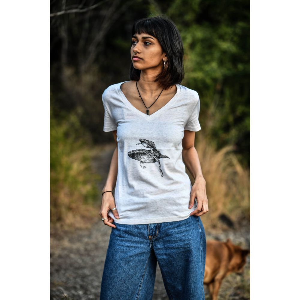 TEE-SHIRT / EVOKER / CREAM HEATHER GREY / BLACK / BALEINE 2