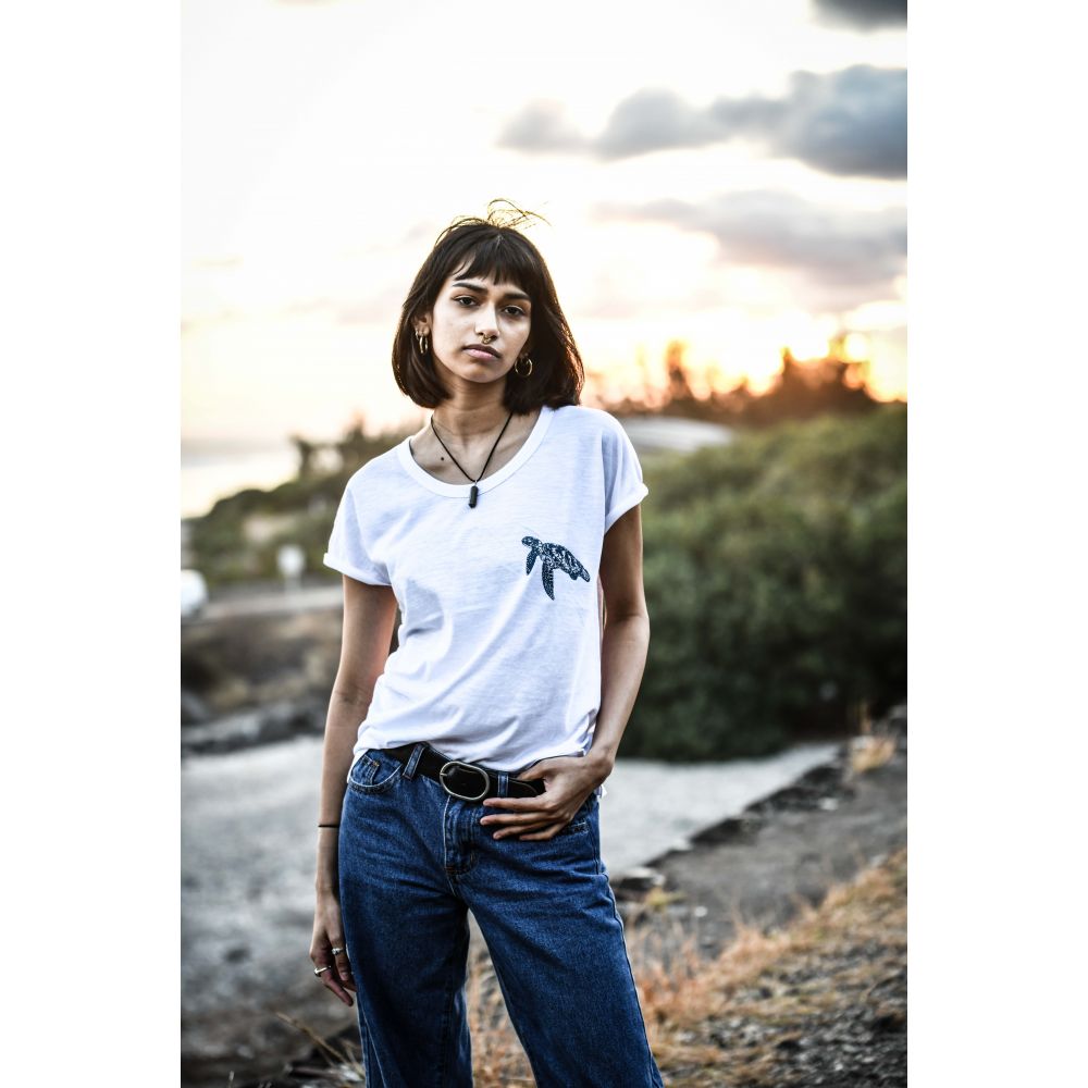 TEE-SHIRT / ROUNDER SLUB / WHITE / STARGAZER / TORTUE SIMPLE