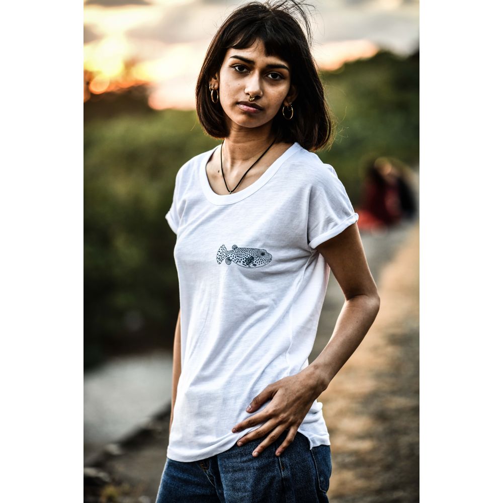 TEE-SHIRT / ROUNDER SLUB / WHITE / STARGAZER / POISSON BALLON