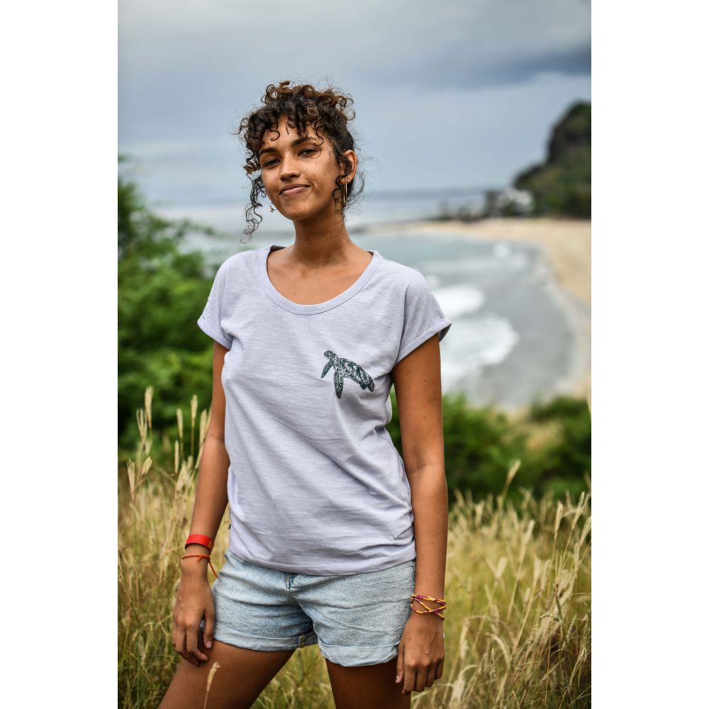 TEE-SHIRT / ROUNDER SLUB / LAVANDER / GLAZED GREEN / MINI TORTUE SIMPLE