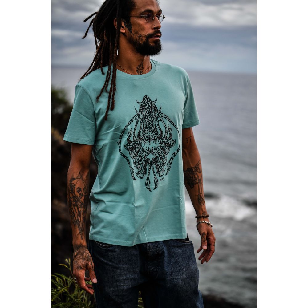 TEE-SHIRT / CREATOR / TEAL MONSTERA / BLACK / LA PIEUVRE