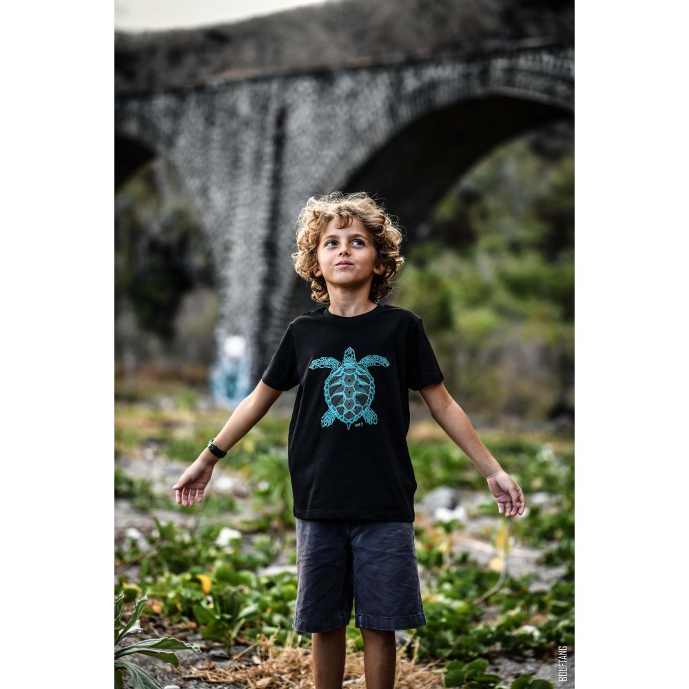 TEE-SHIRT / MINI CREATOR / BLACK / TEAL MONSTERA / TORTUE EPI