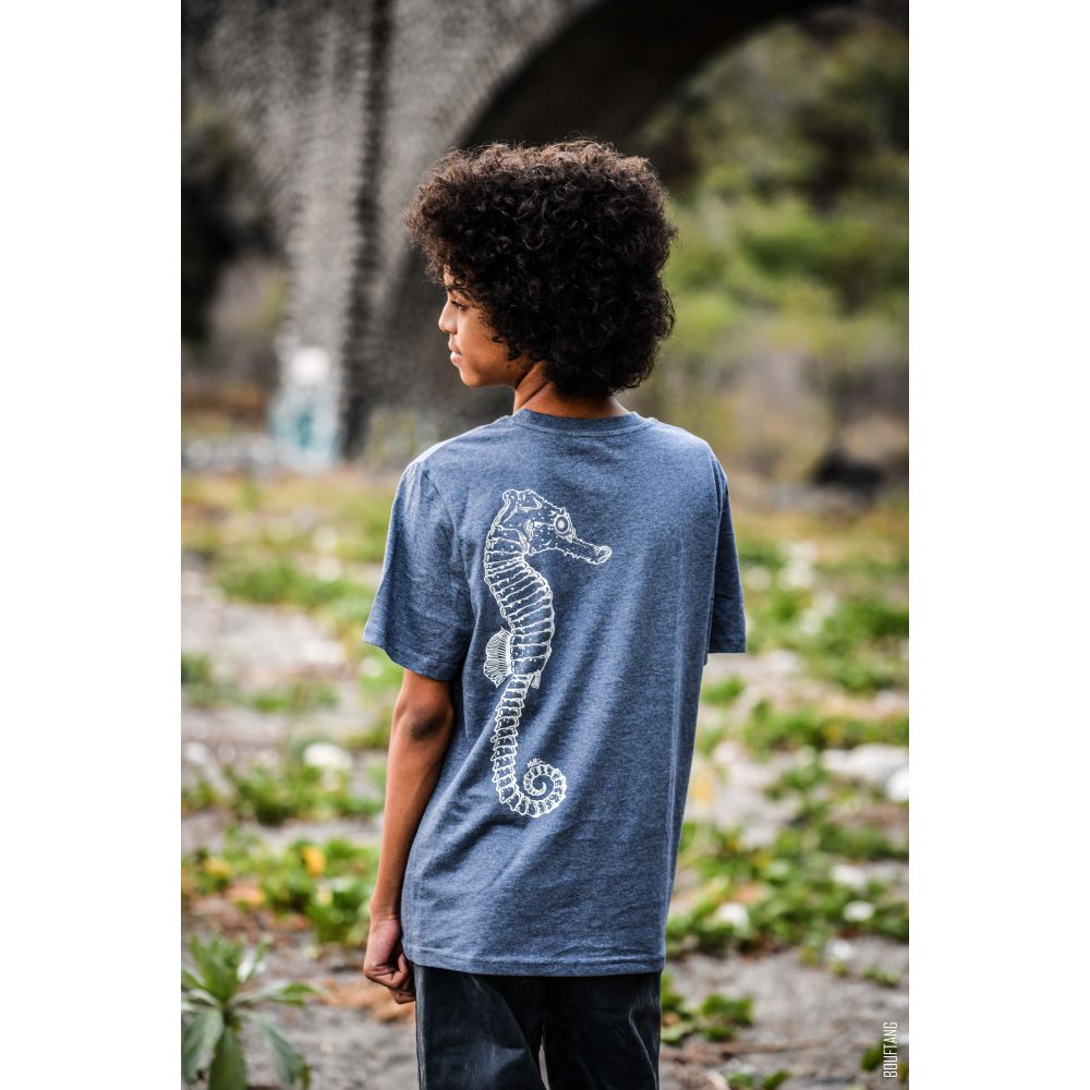 TEE-SHIRT / CREATOR / DARK HEATHER BLUE / WHITE / HIPPOCAMPE