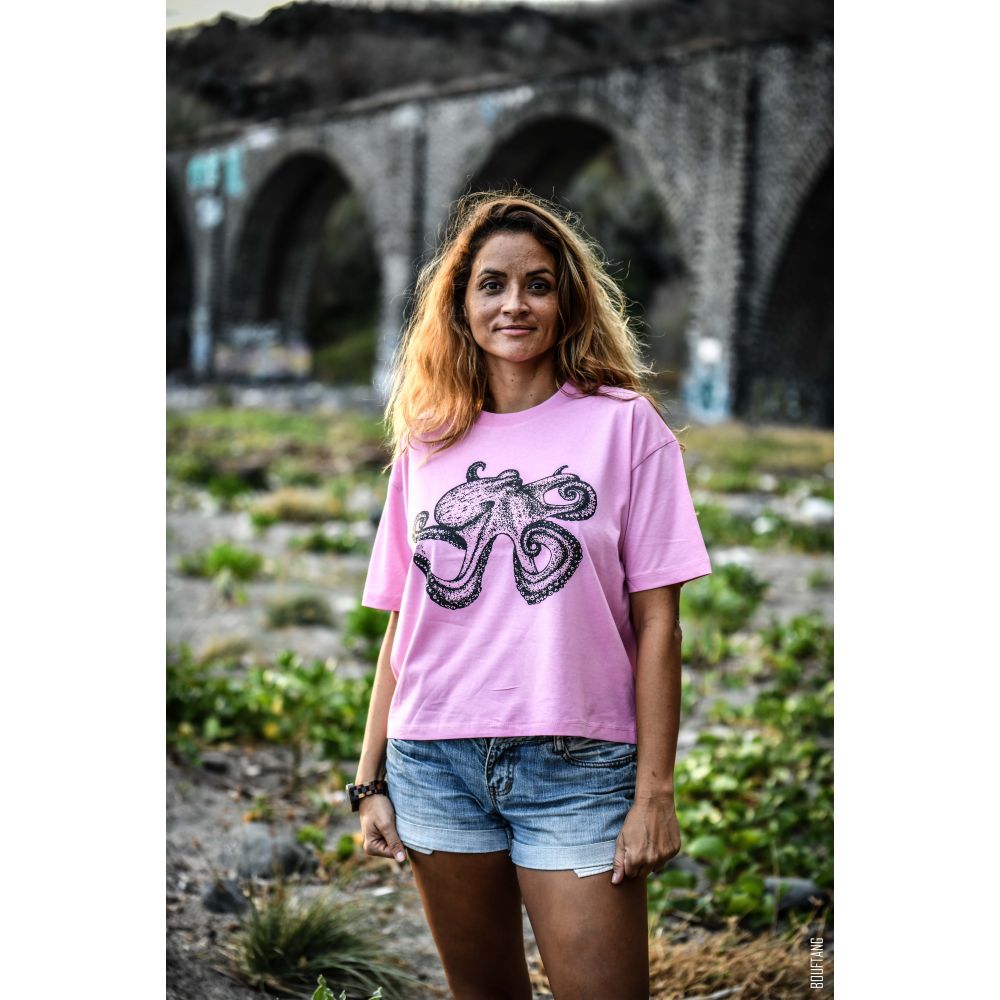TEE-SHIRT / NOVA / BUBBLE PINK / BLACK / OCTOPUS