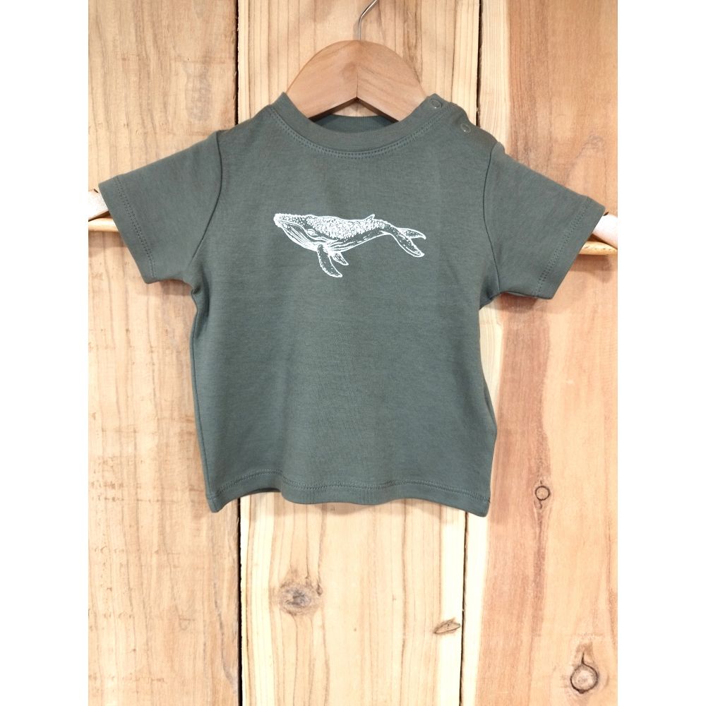 TEE-SHIRT / BABY T / CAMOUFLAGE GREEN / WHITE / BALEINE