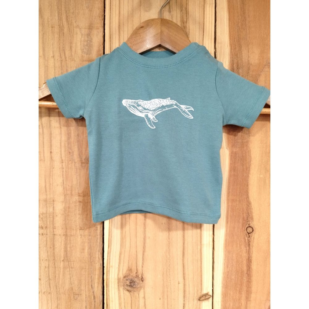TEE-SHIRT / BABY T / SAGE GREEN / WHITE / BALEINE