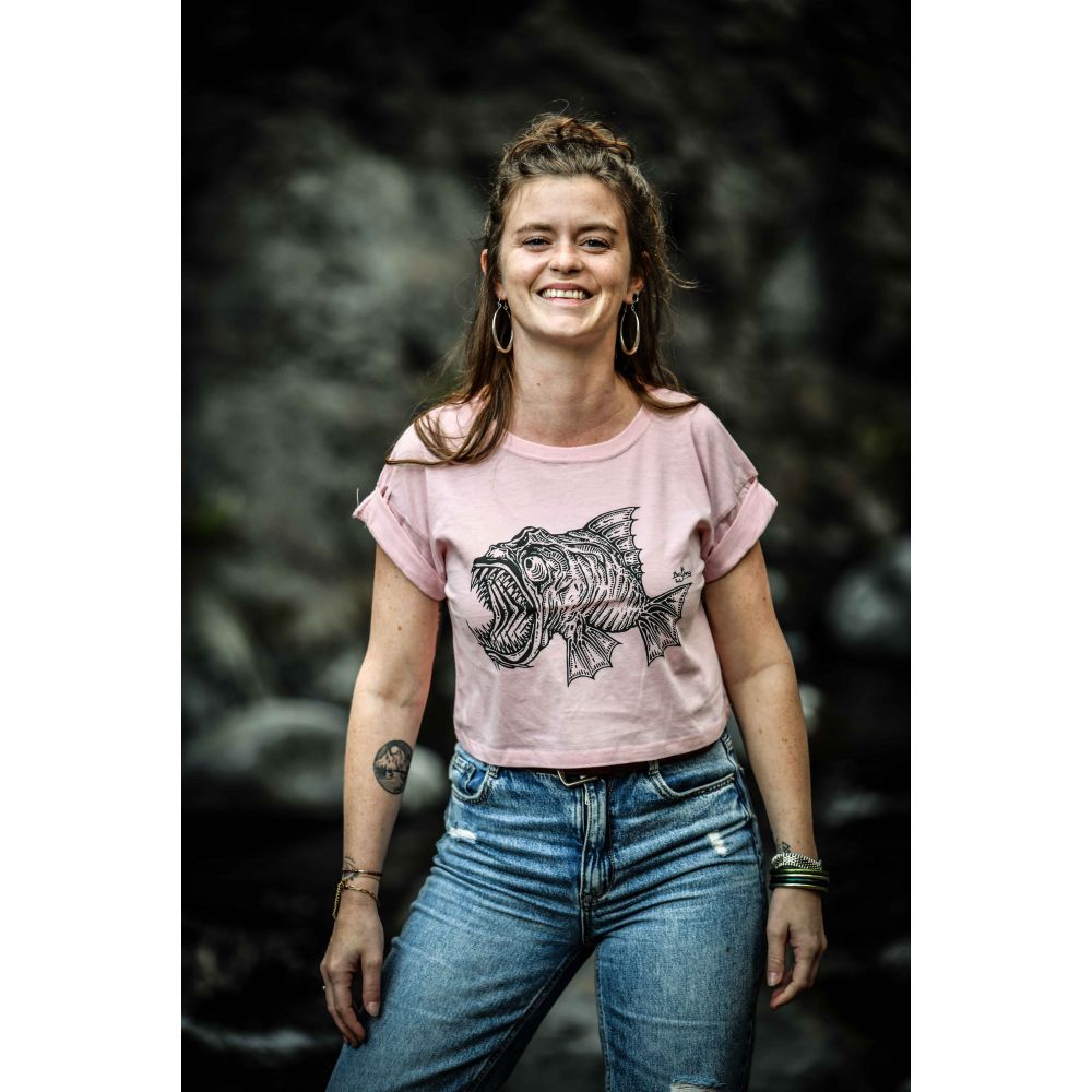 TEE-SHIRT / CROP TOP / PINK / BLACK / GRRR