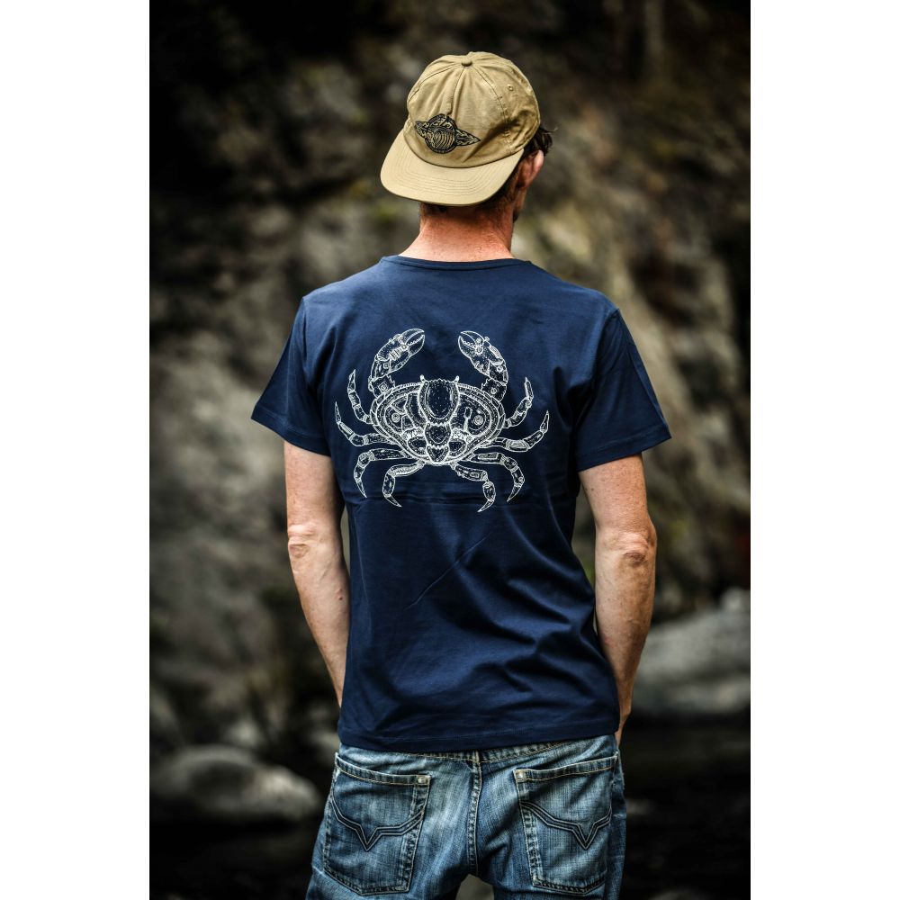 TEE-SHIRT / COL V / RELAXES / FRENCH NAVY / WHITE / CRABE MEKA