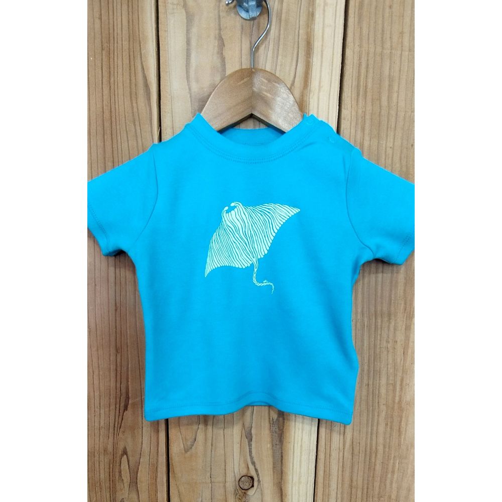 TEE-SHIRT / BABY T / SURF BLUE / WHITE / RAIE MANTA