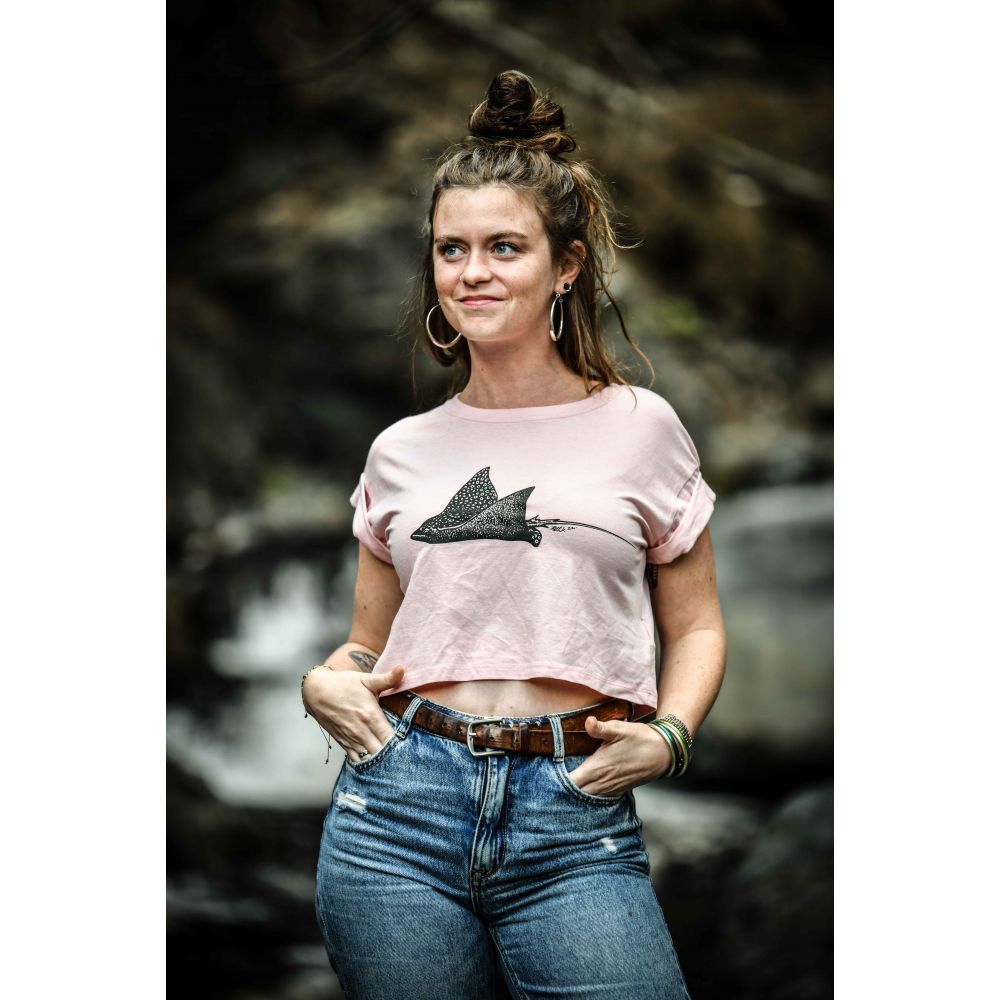 TEE-SHIRT / CROP TOP / PINK / BLACK / RAIE