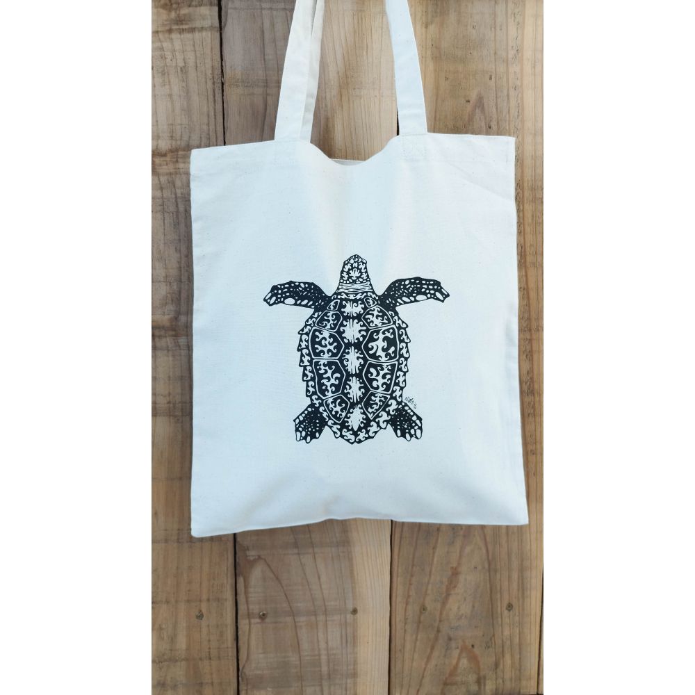 TOTE BAG LIGHT / BLACK / TORTUE CARET