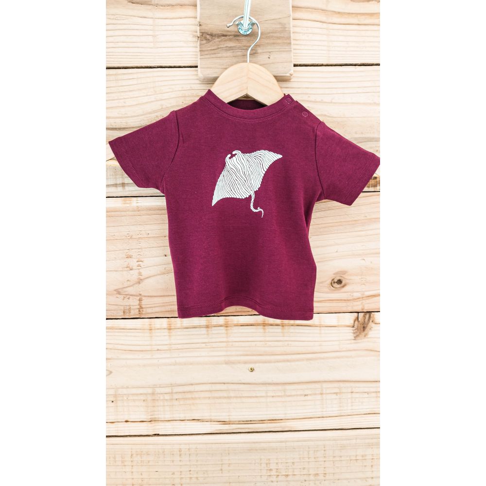 TEE-SHIRT / BABY T / BURGUNDY / WHITE / RAIE MANTA