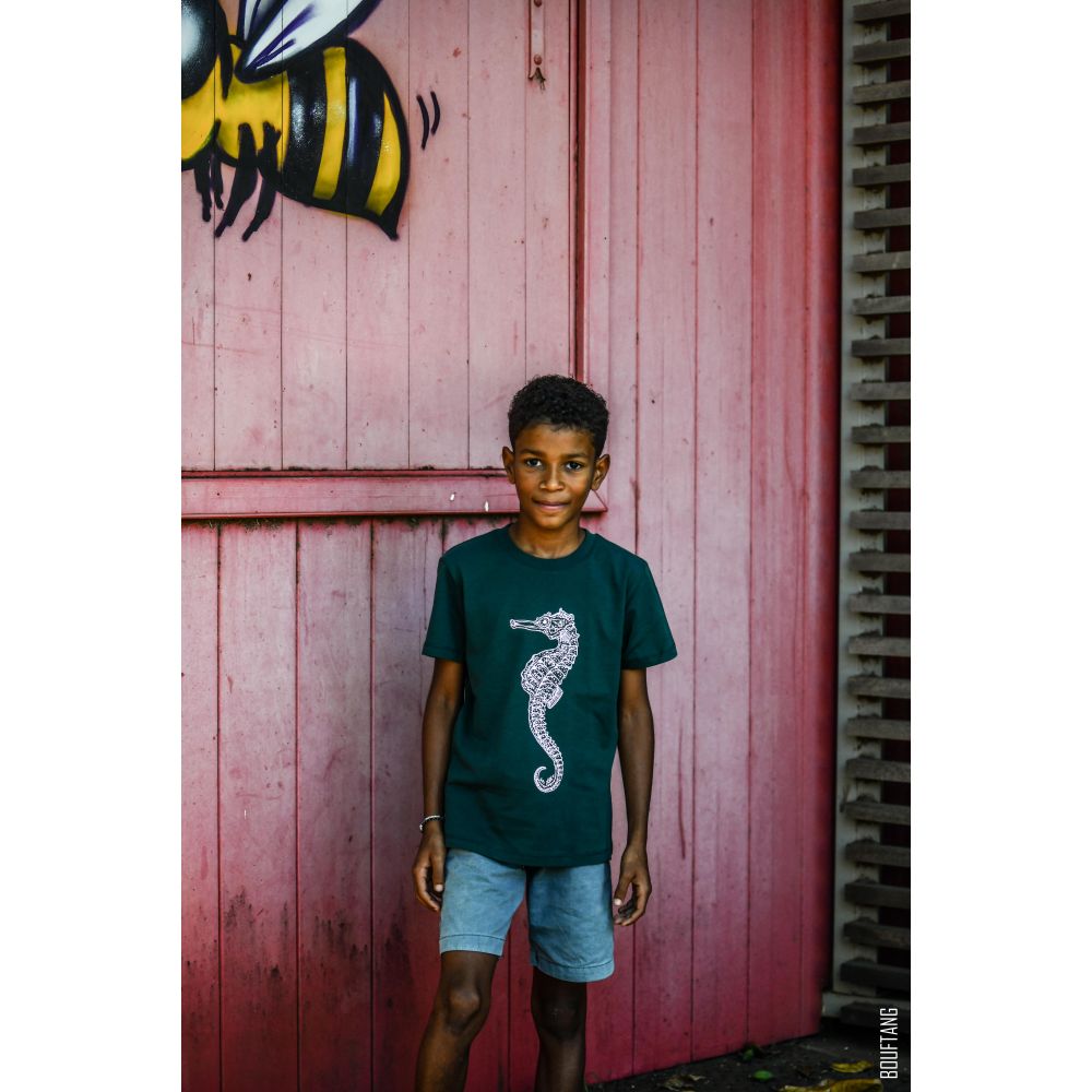 TEE-SHIRT / MINI CREATOR 2.0 / GLAZED GREEN / ROSE PALE / HIPPOCAMPE TACHETE