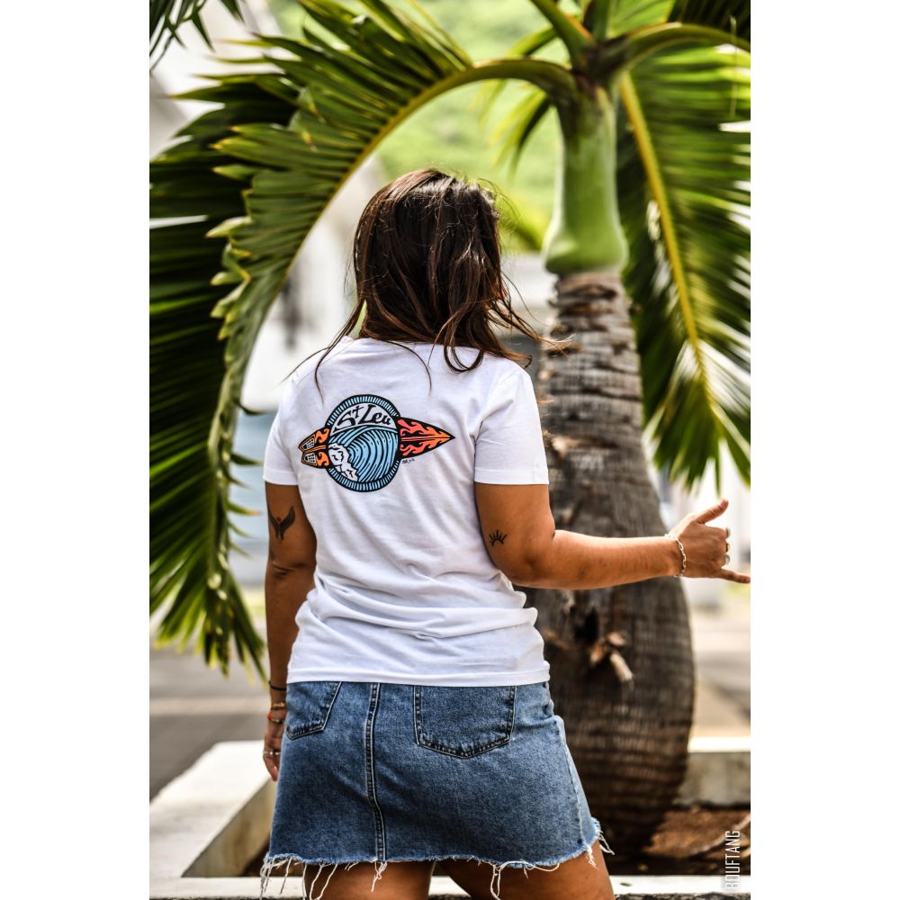 TEE-SHIRT / COL V / EVOKER / WHITE / 2 COULEURS / SAINT LEU