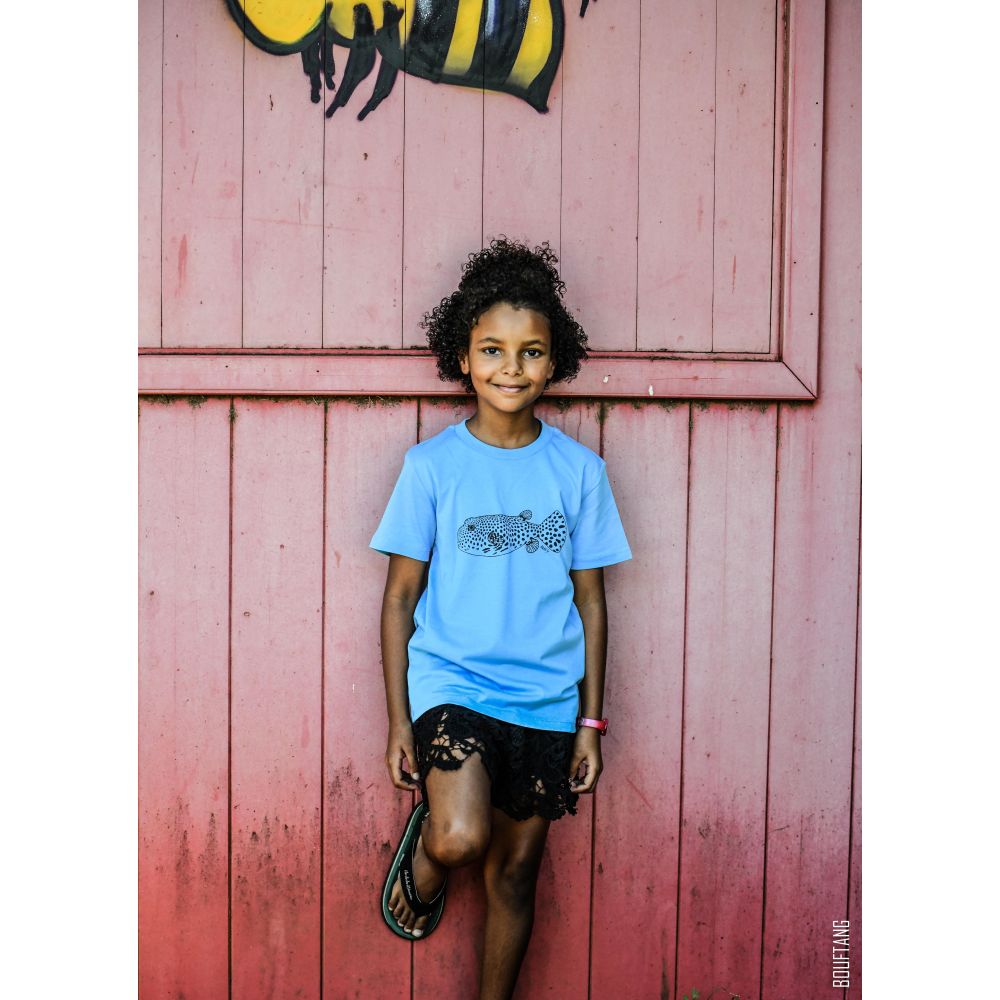 TEE-SHIRT / MINI CREATOR / AQUA BLUE / BLACK / POISSON BALLON