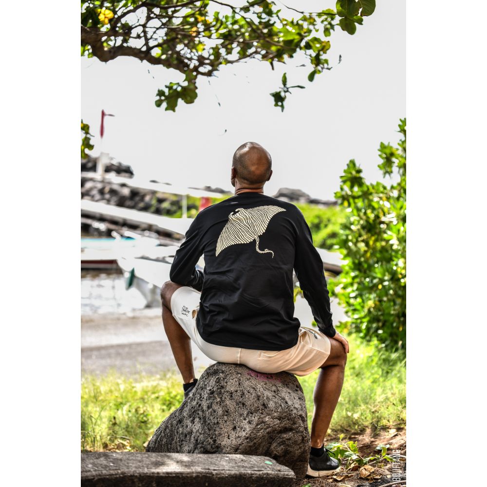 TEE-SHIRT MANCHES LONGUES / SHIFT DRY / BLACK / VINTAGE WHITE / RAIE MANTA